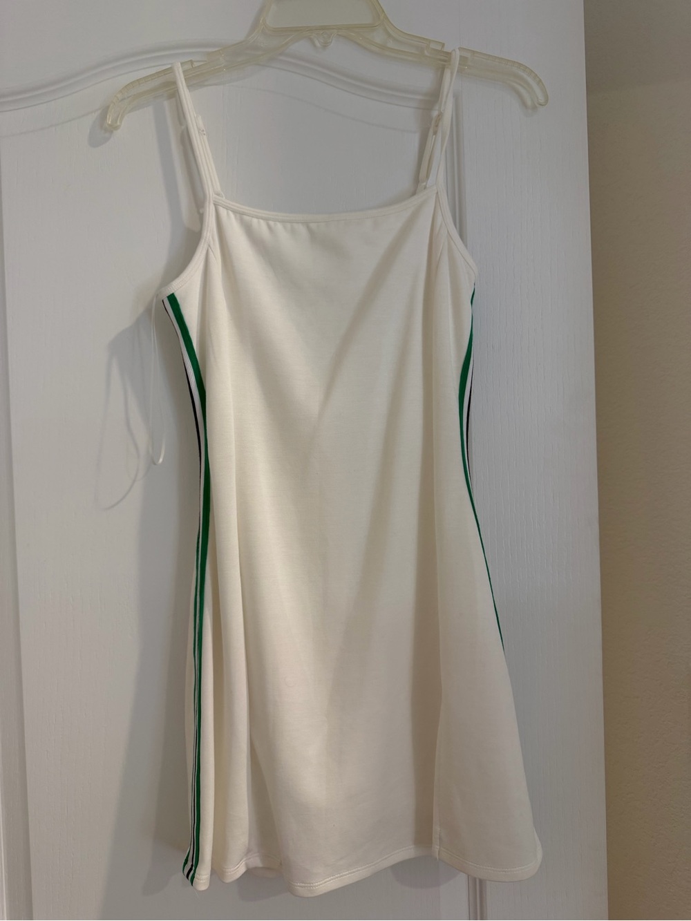 Dillards - White Tennis Dress with Green Side Stripes
